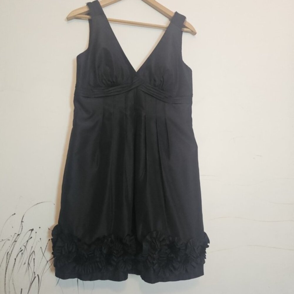 Night Way Collection Black Sleeveless Pleated Ruffle A-Line Formal Dress Size 12